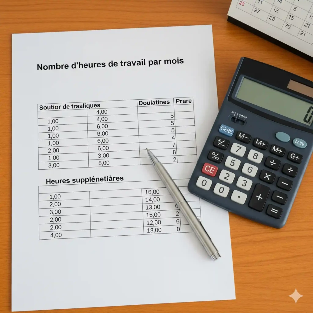 Calcul des heures de travail pour un salariรฉ ร temps partiel